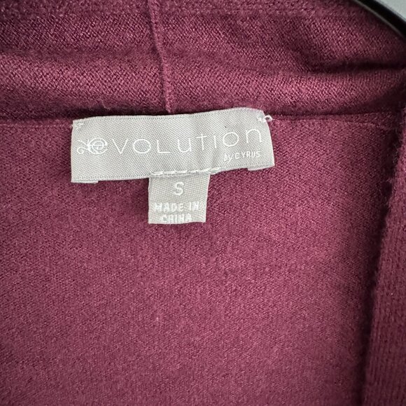 Evolution By Cyrus Burgundy 3/4 Sleeve Open Front Cardigan Sweater Size S - Picture 3 of 7